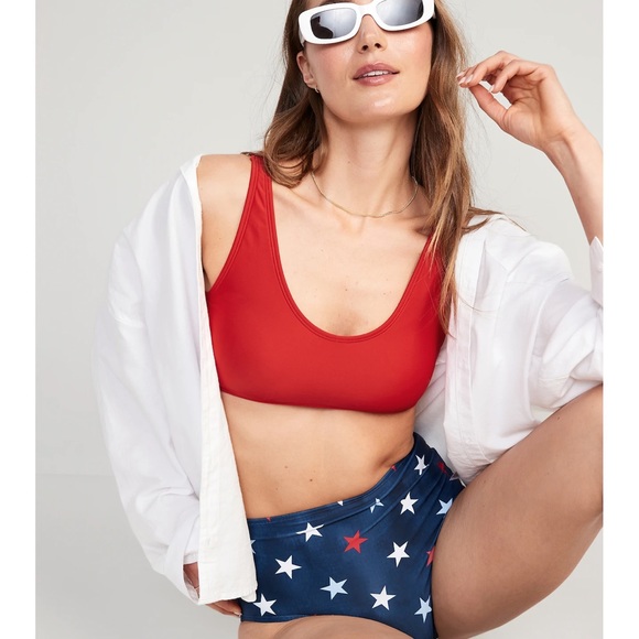 NWT OLD NAVY Scoop-Neck Bikini Swim Top Color: Robbie Red SIZE LARGE - Picture 4 of 5